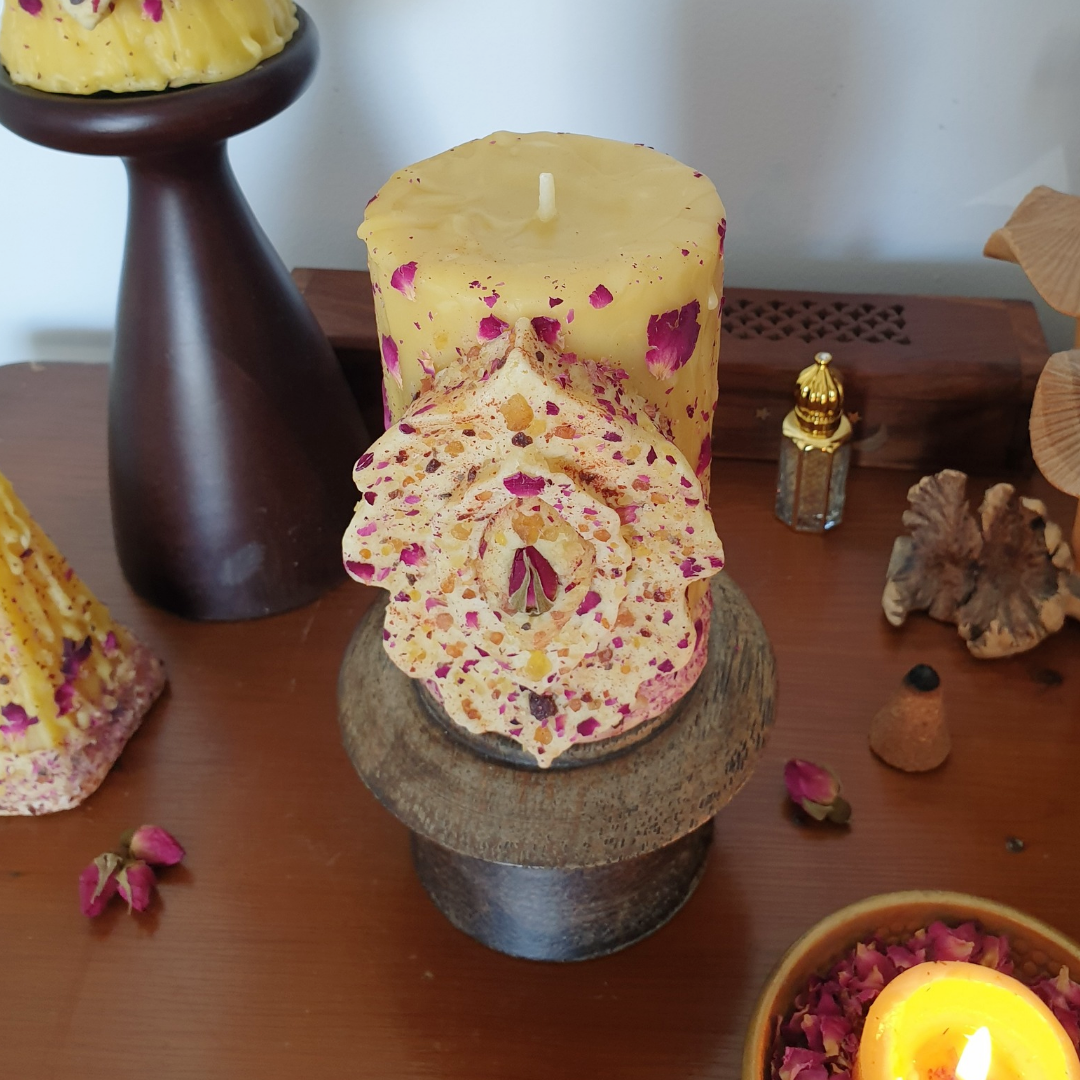 Yoni Beeswax Pillar Candle | Medium 70+ Hrs One-of-a-kind