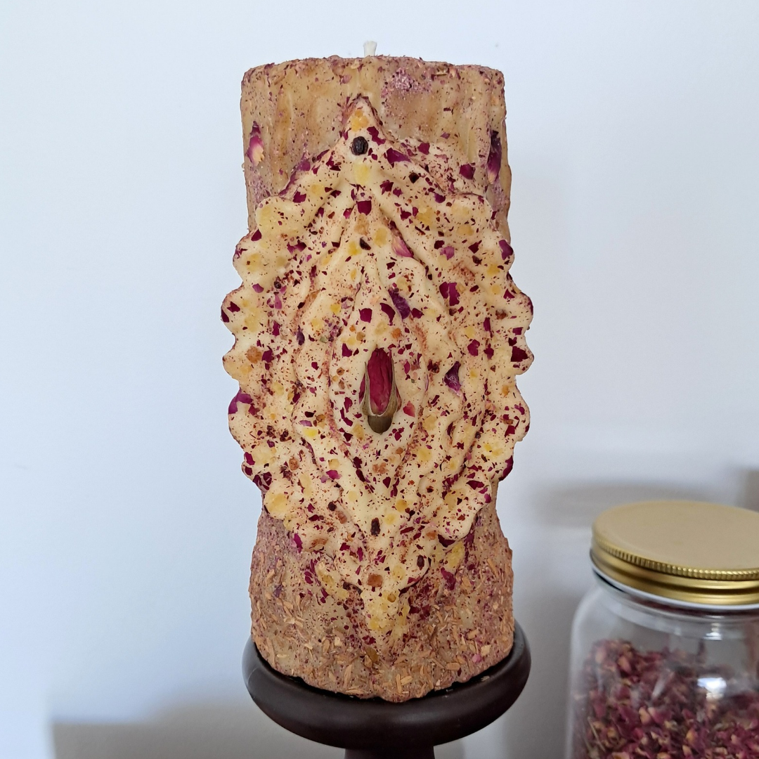 Large Yoni Beeswax Candle ♡ Sacred Rose