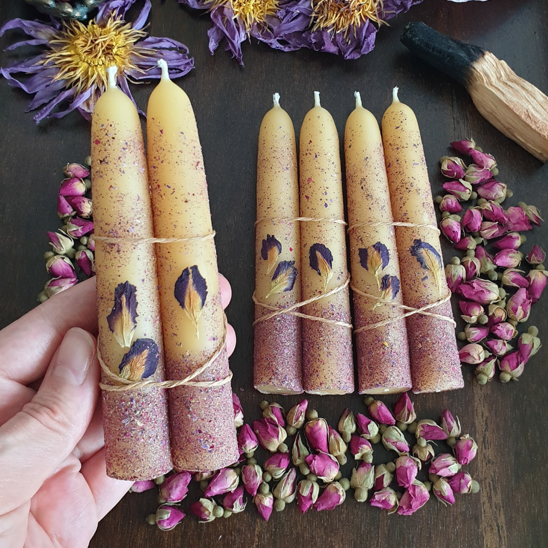 Butterfly Pea Flower Candles ♡ 6hr Tapers | Pair