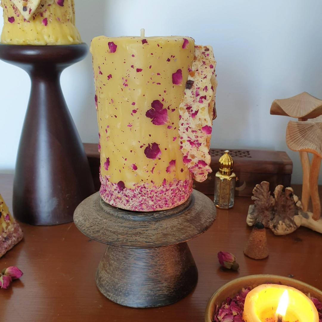 Yoni Beeswax Pillar Candle | Medium 70+ Hrs One-of-a-kind