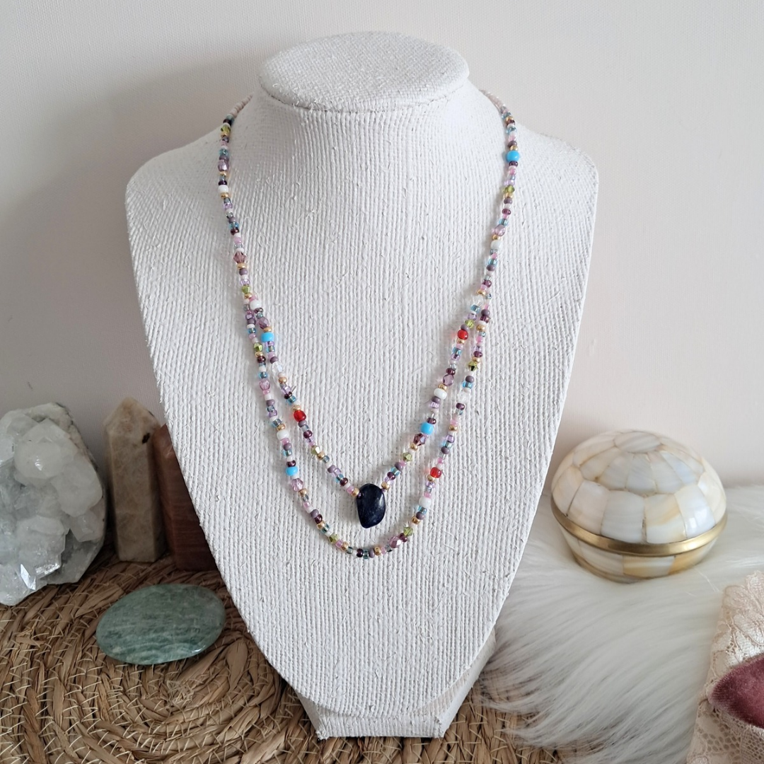 'Wishweaver' Beaded Necklace with Lapis Lazuli