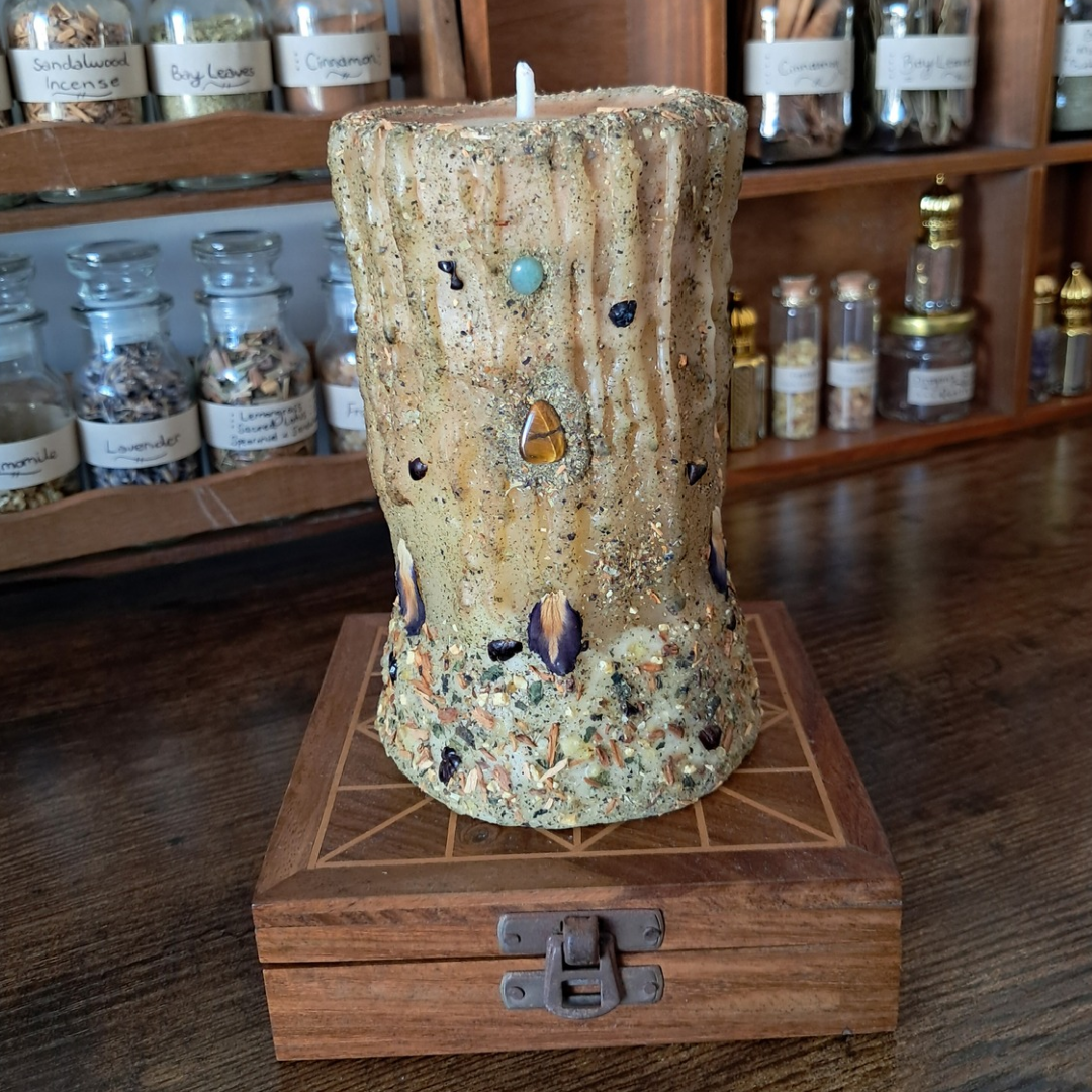 'Labradorite' Beeswax Pillar Candle | The Mystic's Forest