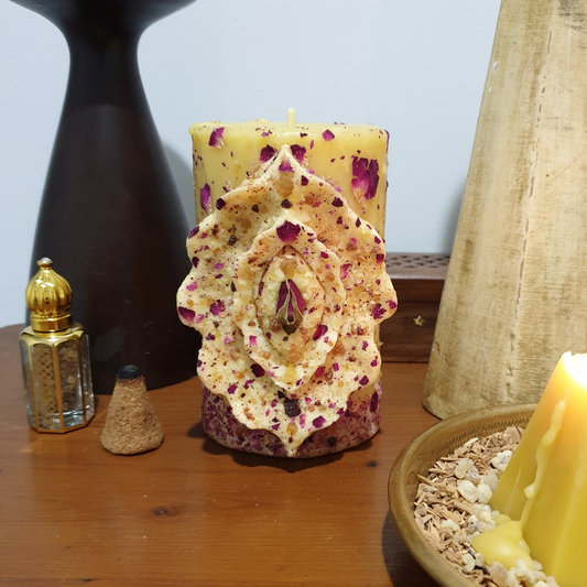 Yoni Beeswax Pillar Candle | Medium 70+ Hrs One-of-a-kind