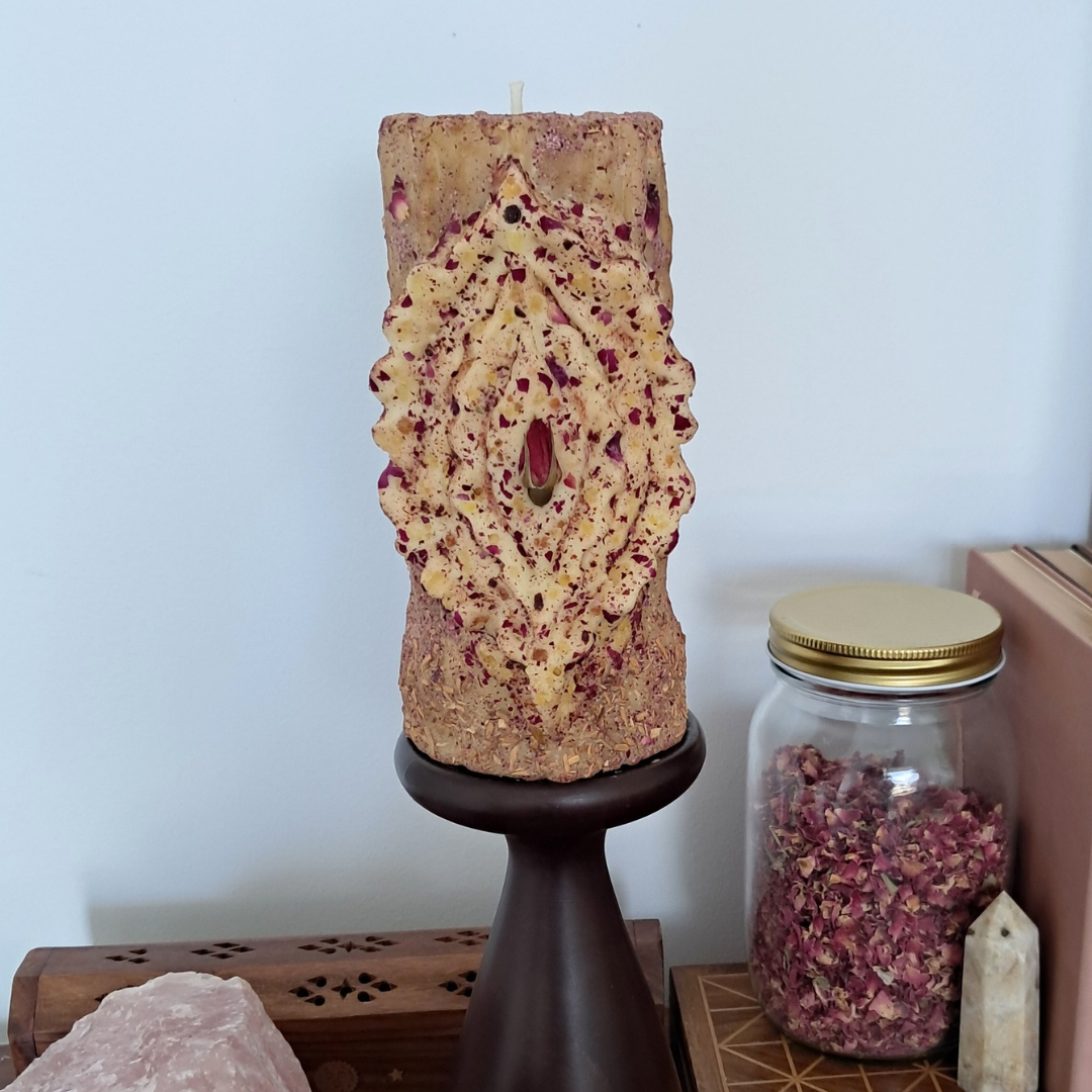 Large Yoni Beeswax Candle ♡ Sacred Rose