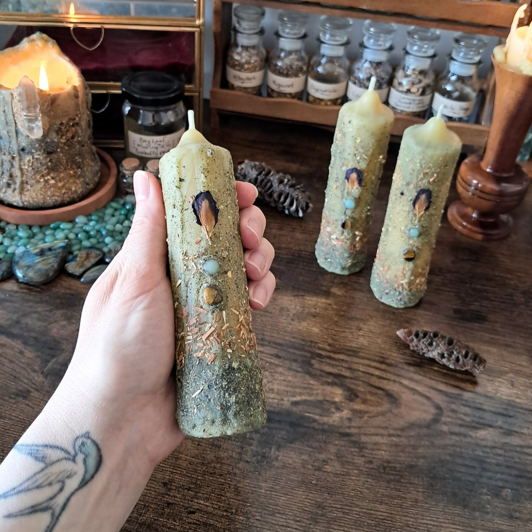 'The Mystic's Forest' 15cm Beeswax Candle