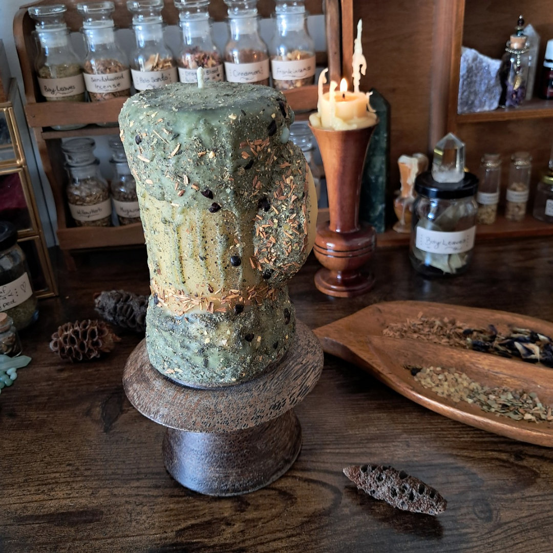 Sun/Moon Beeswax Pillar Candle | The Mystic's Forest