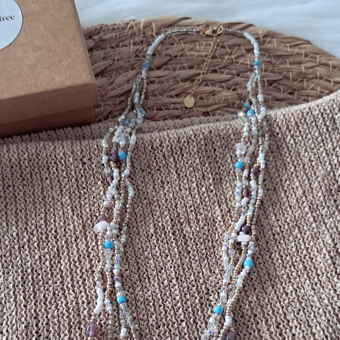 'Bohemian Blue' Beaded Shell Necklace ♡