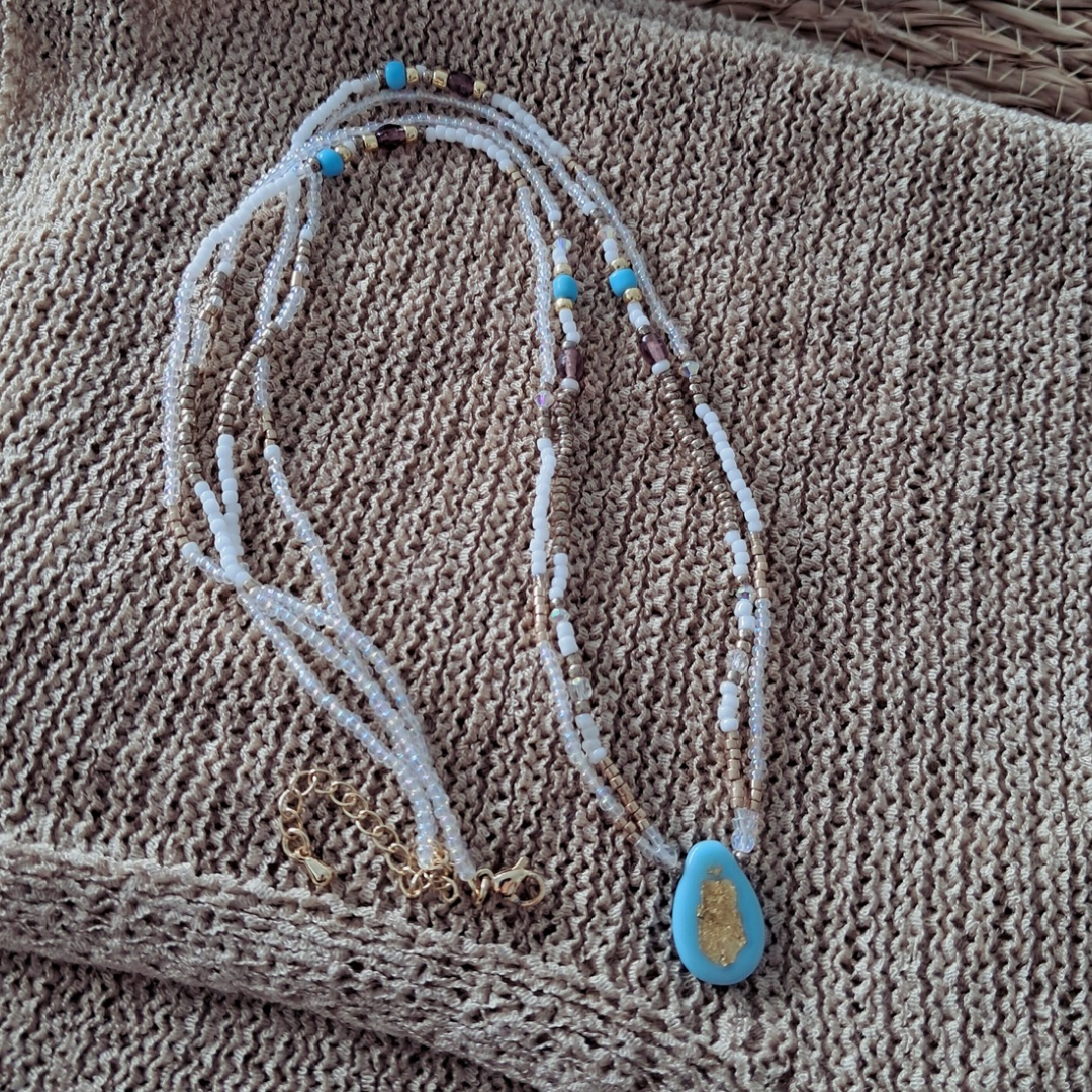 'Bohemian Blue' Beaded Necklace | One-of-a-kind ♡