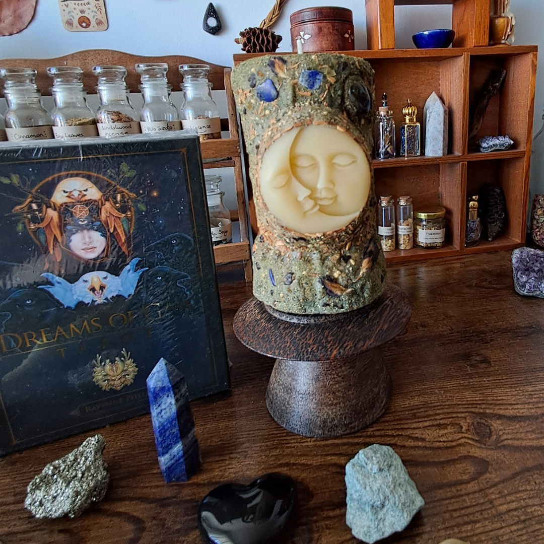 The Mystic's Forest Ritual Box | with Sun/Moon Beeswax Candle & Dreams of Gaia Tarot