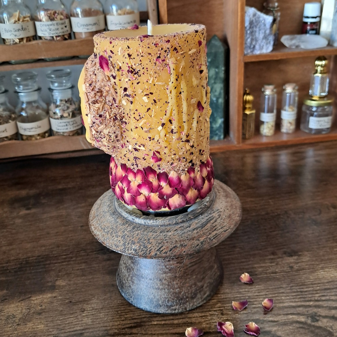 Sun/Moon Beeswax Pillar Candle | Rose, Frankincense & WA Sandalwood