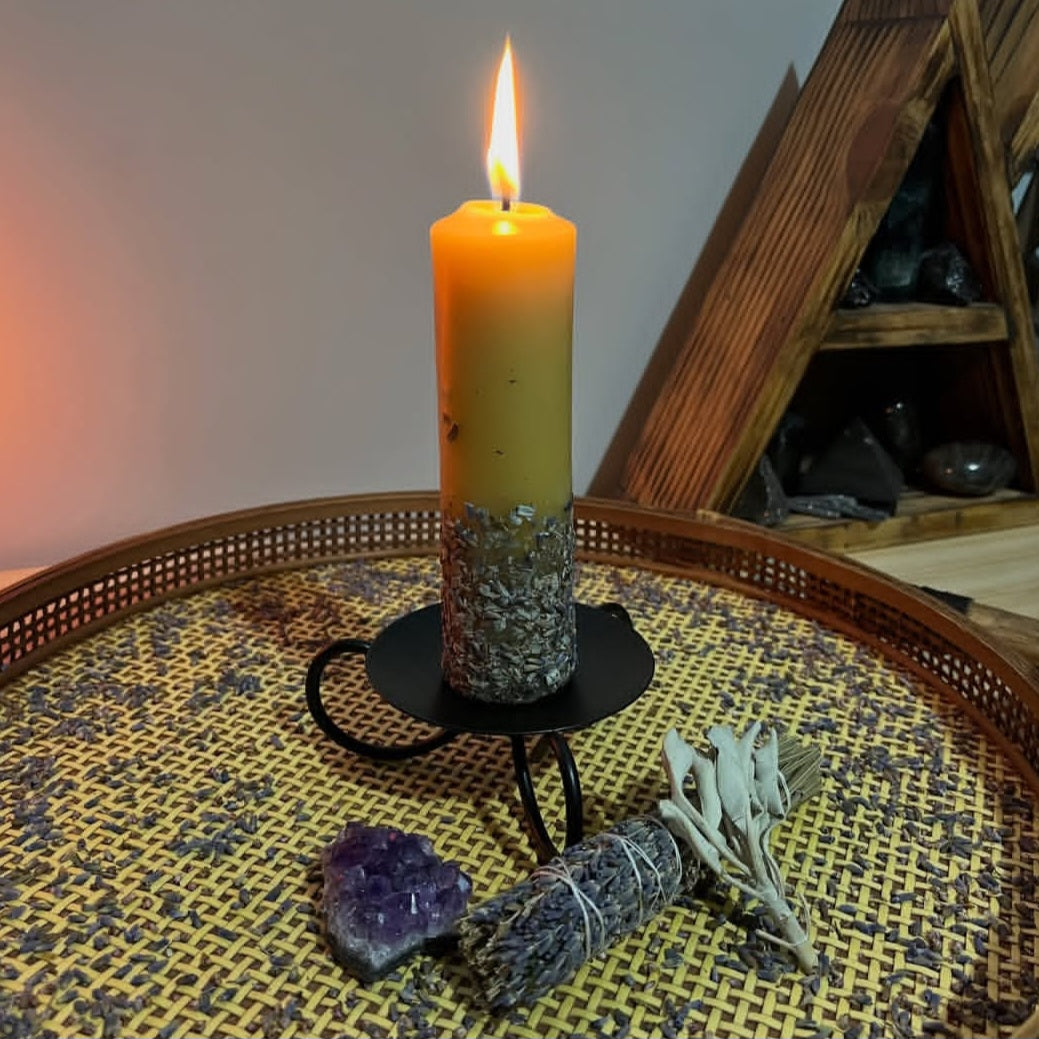 Candle Holder with Spike | Black Metal