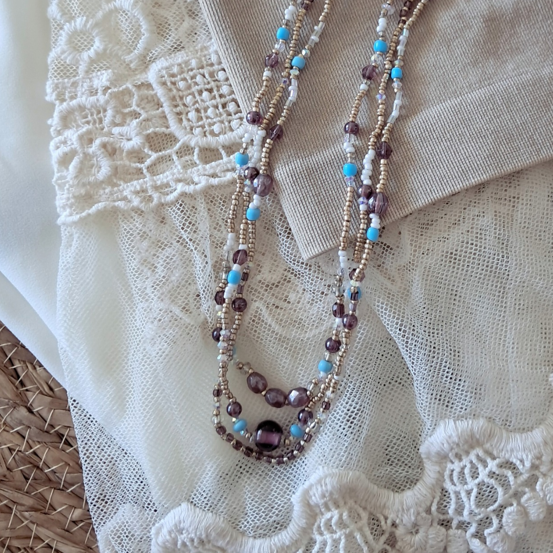 'Bohemian Blue Long Bead Necklace ♡