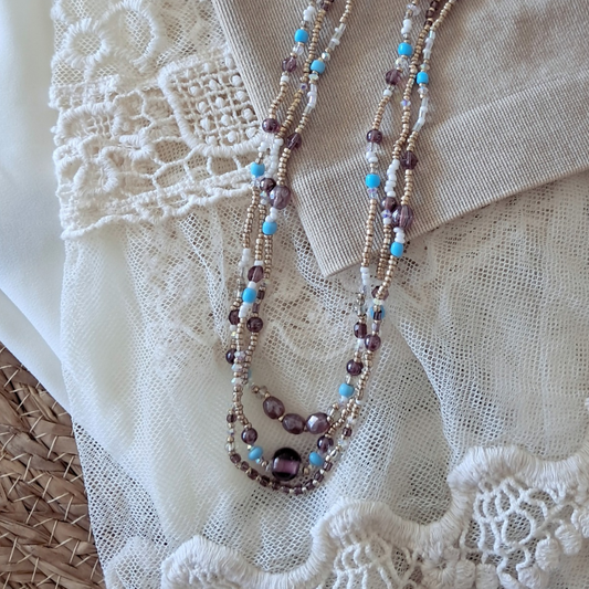 'Bohemian Blue Long Bead Necklace ♡
