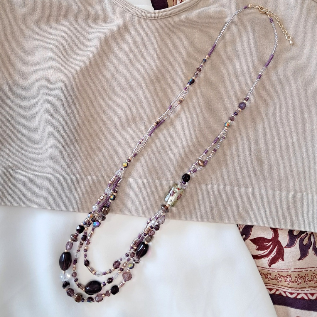 'Velvet Spell' Layered Bead Necklace ♡
