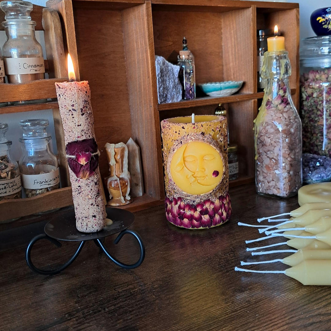 Sun/Moon Beeswax Pillar Candle | Rose, Frankincense & WA Sandalwood