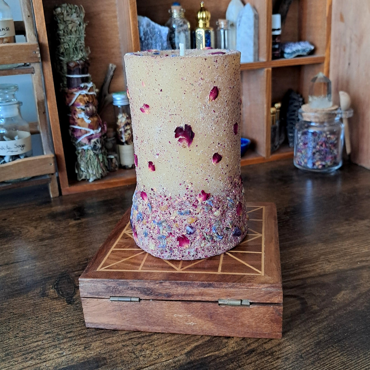 Sun & Moon Beeswax Pillar Candle | Lavender, Rose, Frankincense & Myrrh