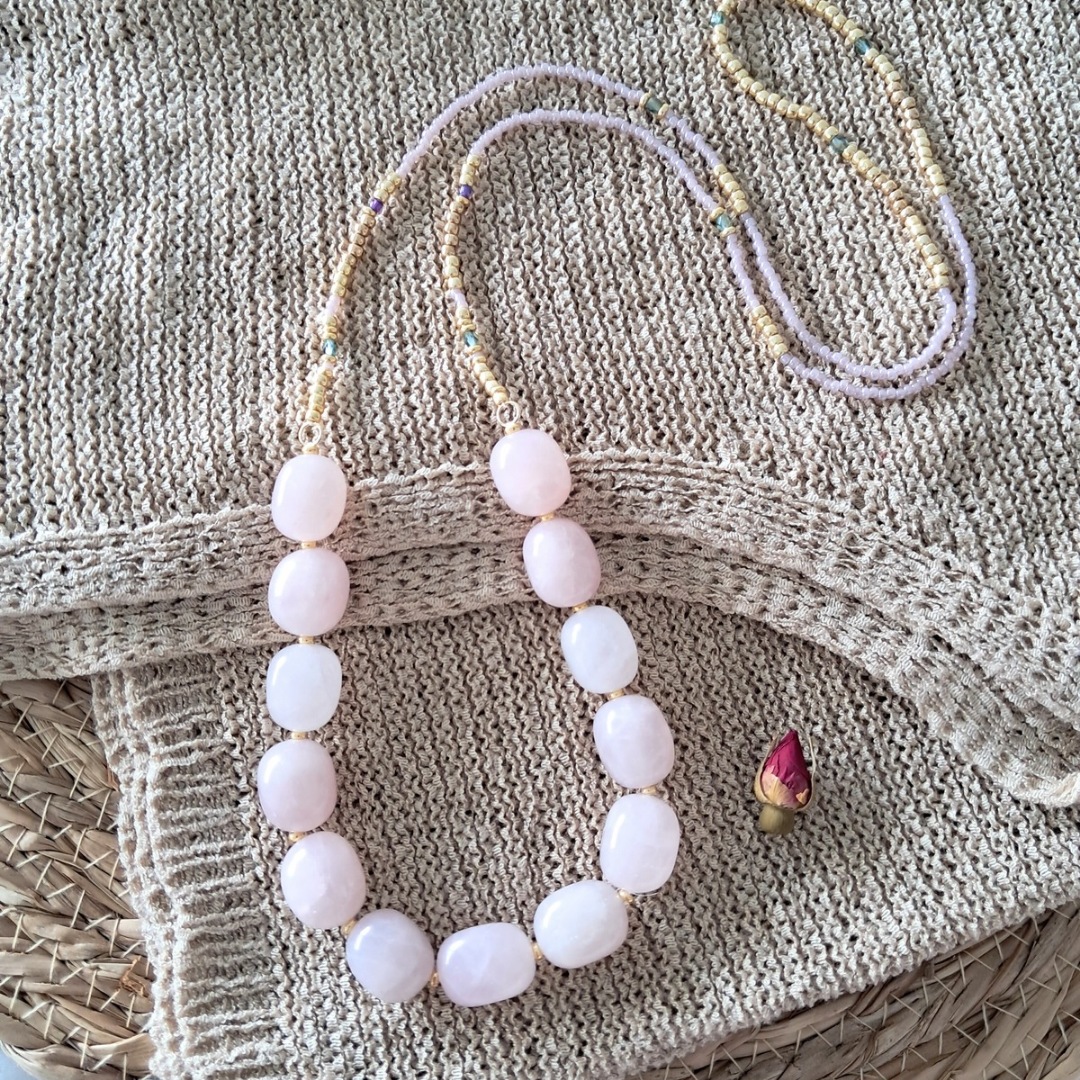 Rose Quartz Bead Necklace