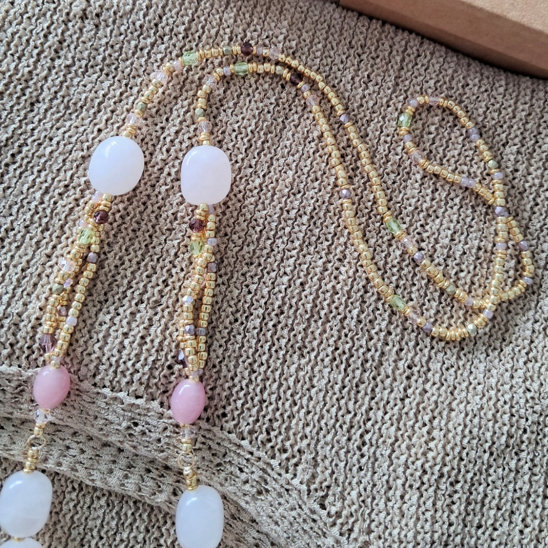Celestial Rose Quartz Beaded Necklace | One-of-a-kind