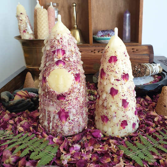 'Mystic Mountain' Beeswax Candle *Pair* ♡ Rose | 13cm