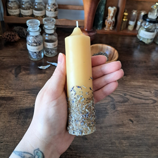 White Sage & Lavender 15cm Beeswax Candle
