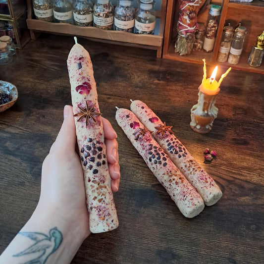 Garnet & Star Anise Large Taper Beeswax Candle 20cm