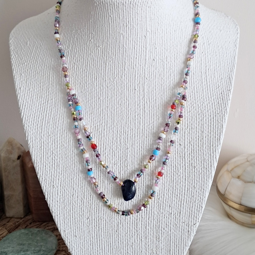 'Wishweaver' Beaded Necklace with Lapis Lazuli