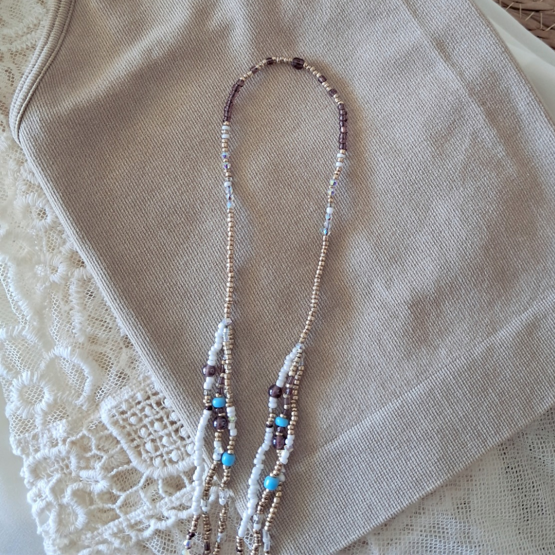 'Bohemian Blue Long Bead Necklace ♡