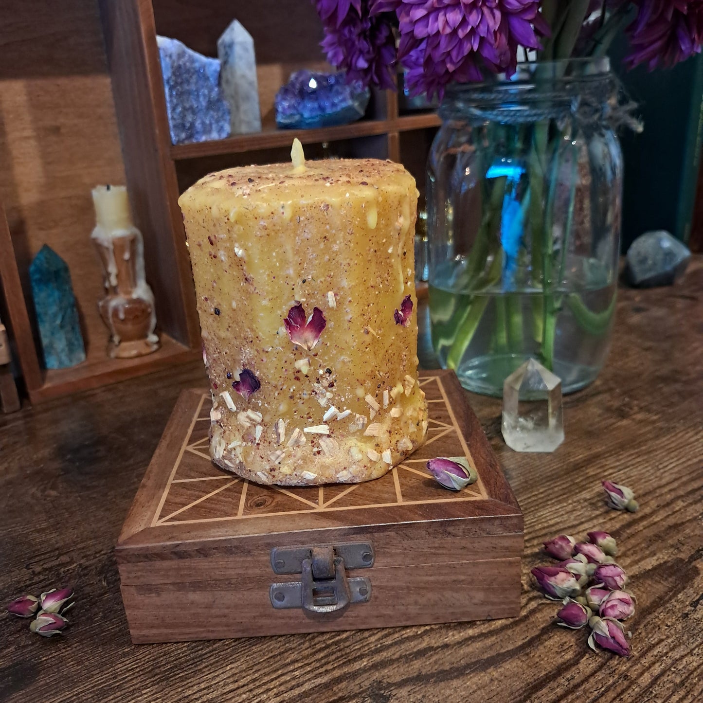 'Tiger's Eye' Beeswax Pillar Candle | Palo Santo, Rose & Sacred Resins