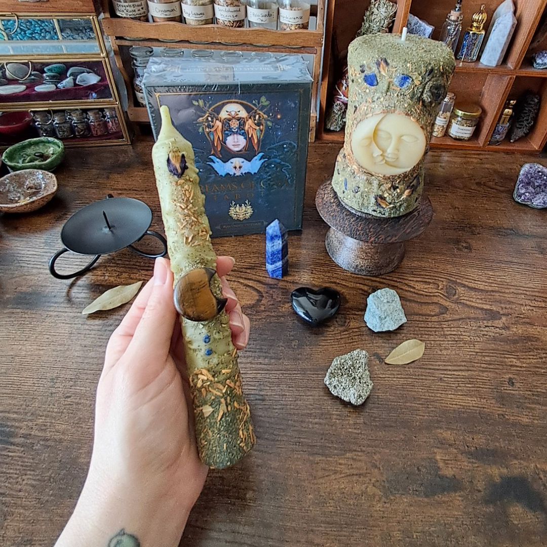 The Mystic's Forest Ritual Box | with Sun/Moon Beeswax Candle & Dreams of Gaia Tarot