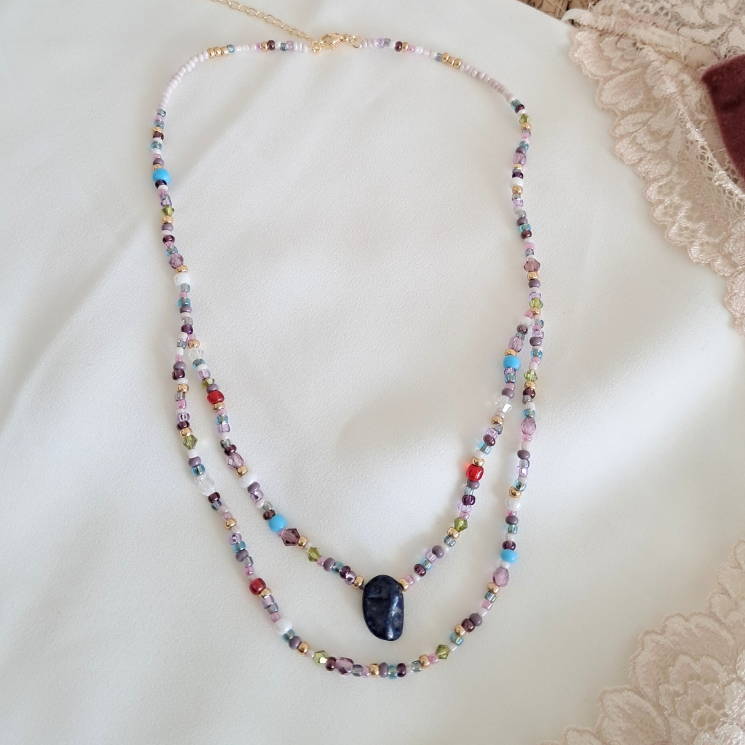 'Wishweaver' Beaded Necklace with Lapis Lazuli