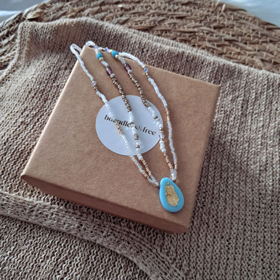 'Bohemian Blue' Beaded Necklace | One-of-a-kind ♡