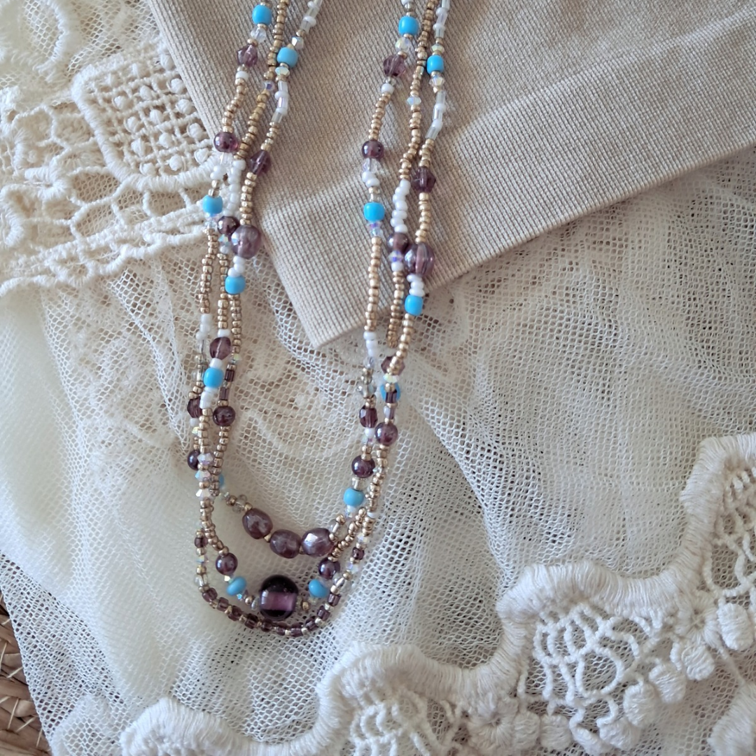 'Bohemian Blue Long Bead Necklace ♡