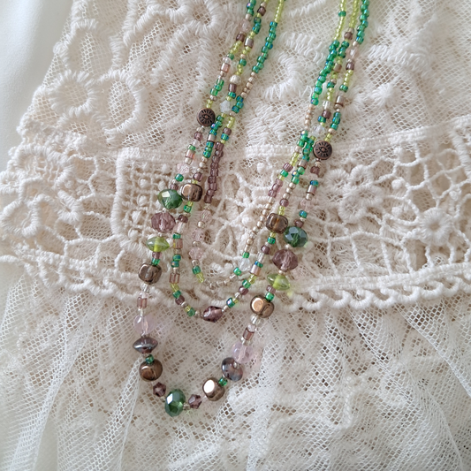 'Forest Fae' 3 Strand Beaded Necklace