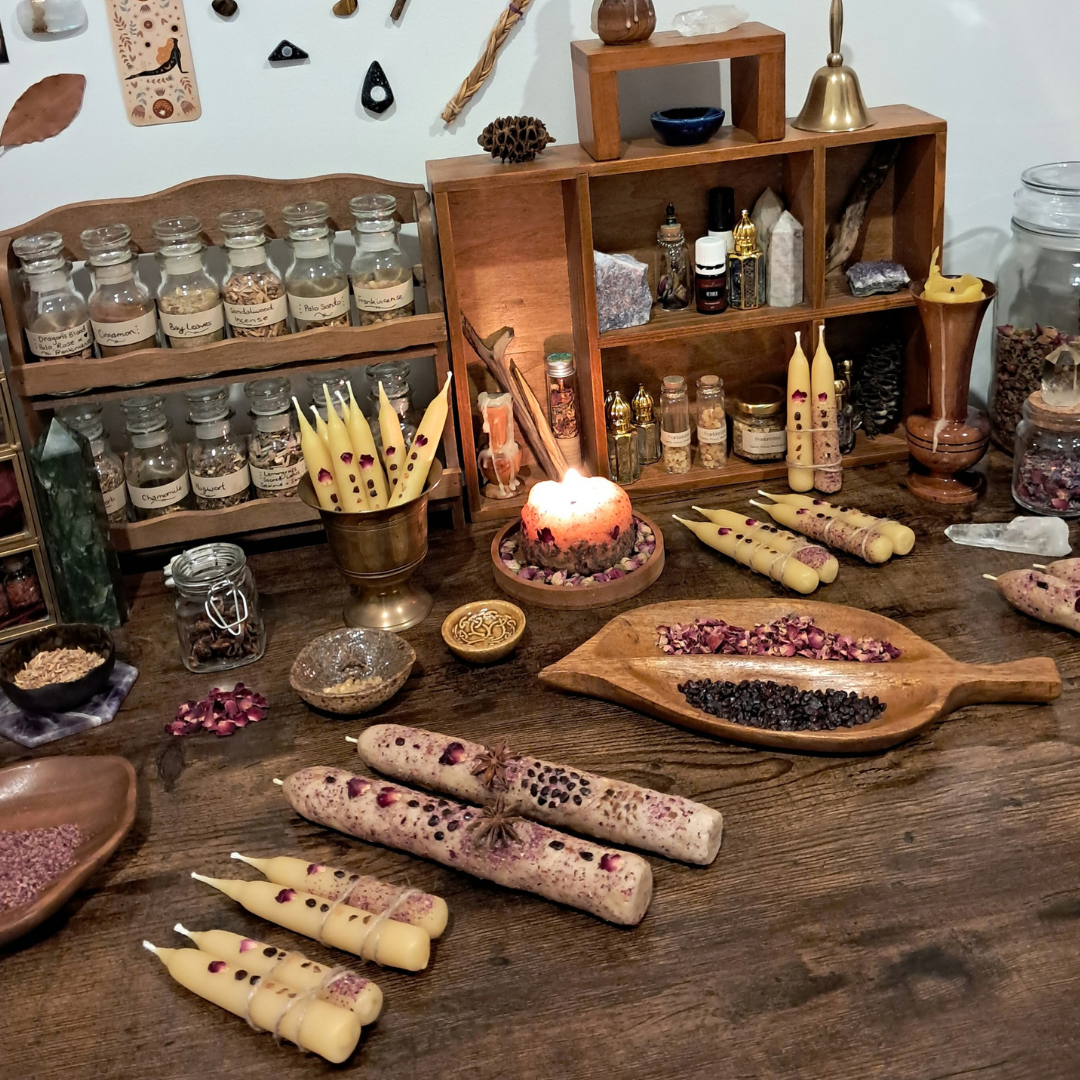 Garnet & Star Anise Large Taper Beeswax Candle 20cm