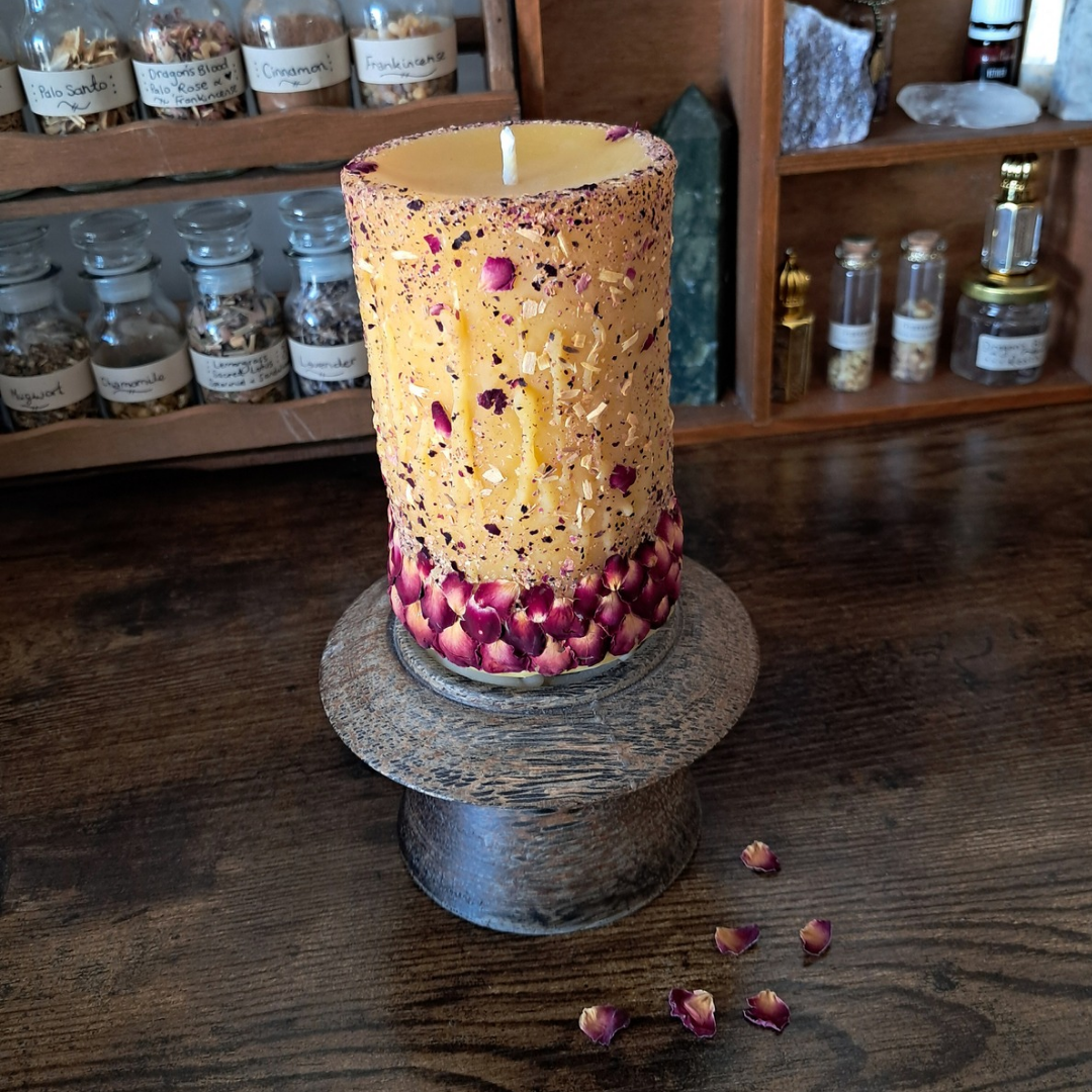 Sun/Moon Beeswax Pillar Candle | Rose, Frankincense & WA Sandalwood
