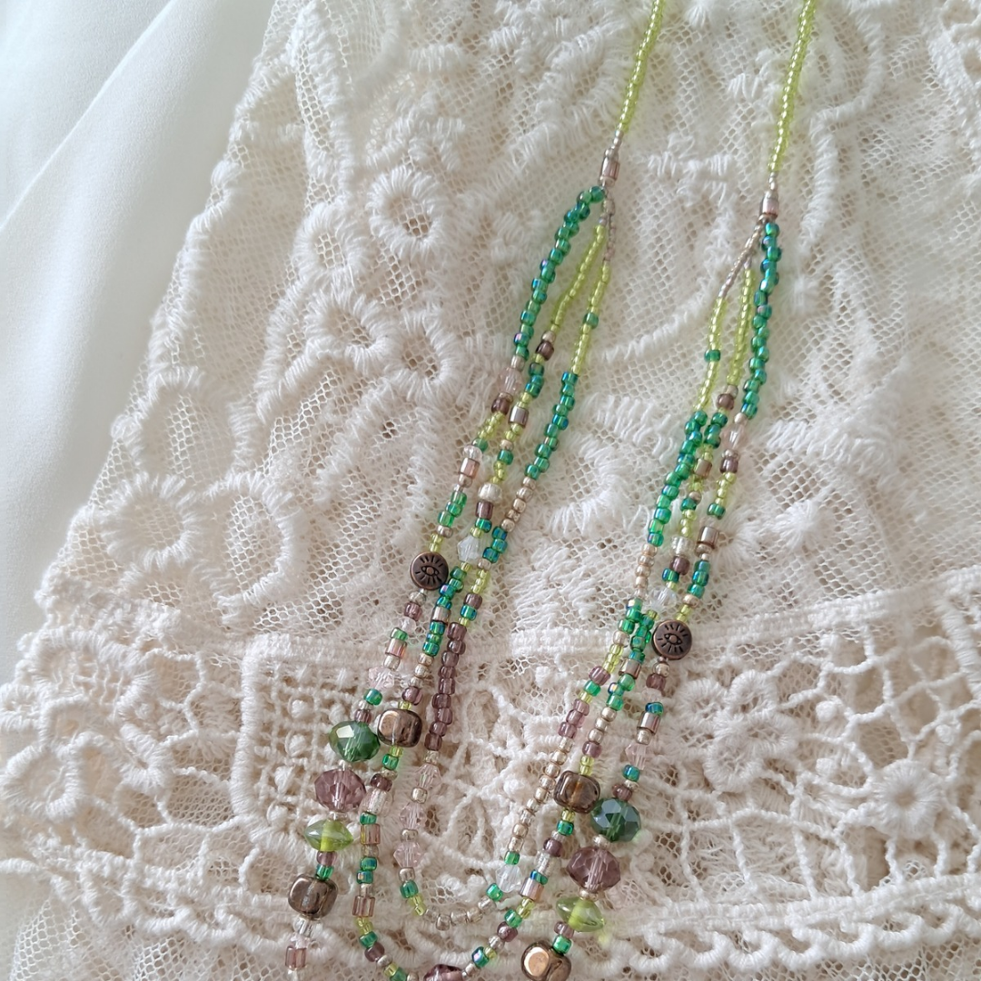 'Forest Fae' 3 Strand Beaded Necklace ♡