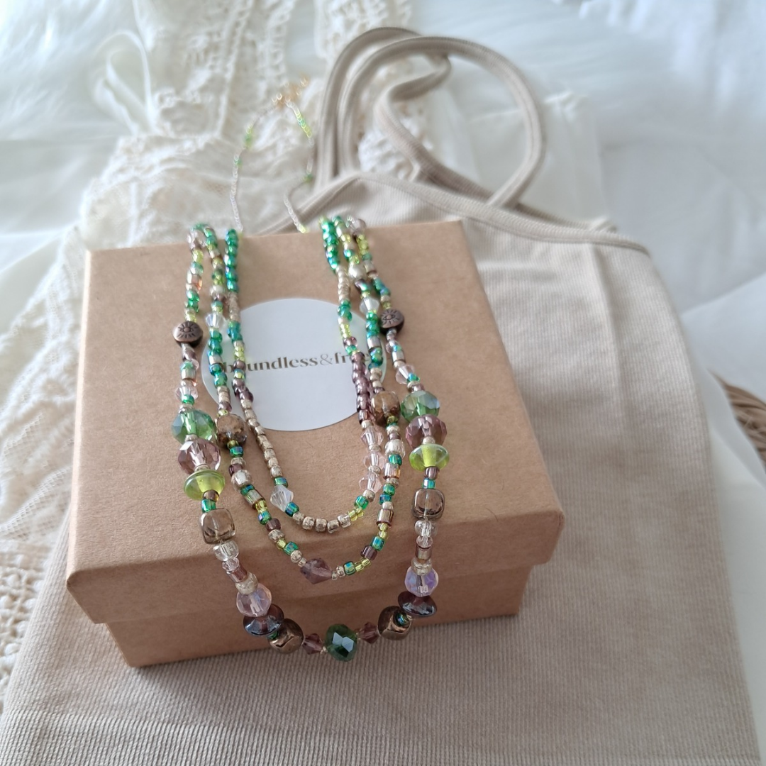 'Forest Fae' 3 Strand Beaded Necklace ♡