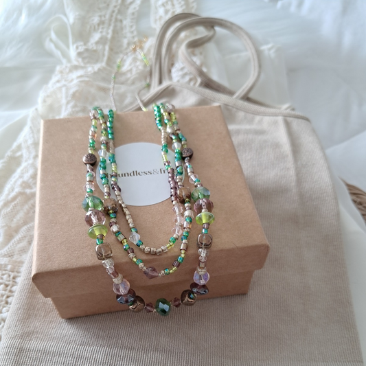 'Forest Fae' 3 Strand Beaded Necklace ♡