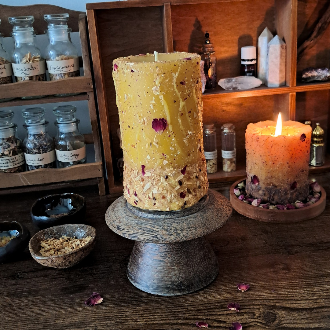 'Sun/Moon' Beeswax Pillar Candle | Palo Santo & Sacred Resins