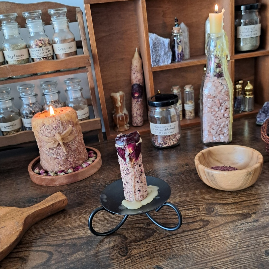 Candle Holder with Spike | Black Metal