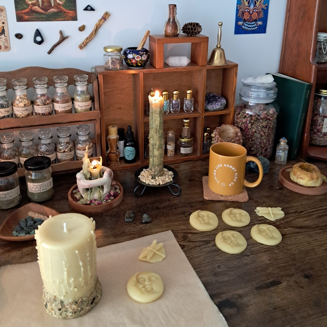 'Sun/Moon' Medium Beeswax Pillar Candle | The Mystic's Forest