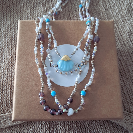 'Bohemian Blue' Beaded Shell Necklace