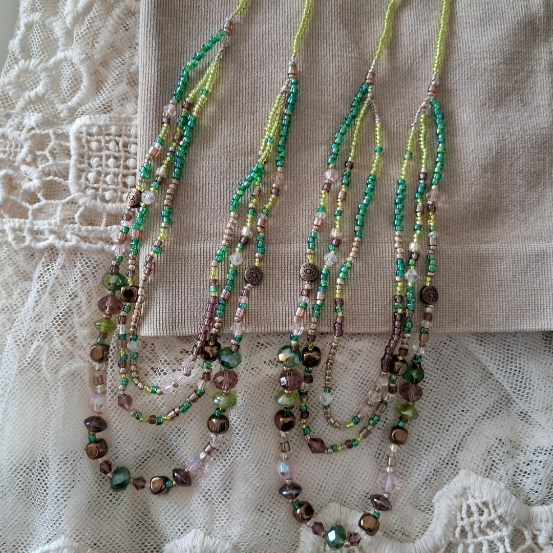 'Forest Fae' 3 Strand Beaded Necklace ♡