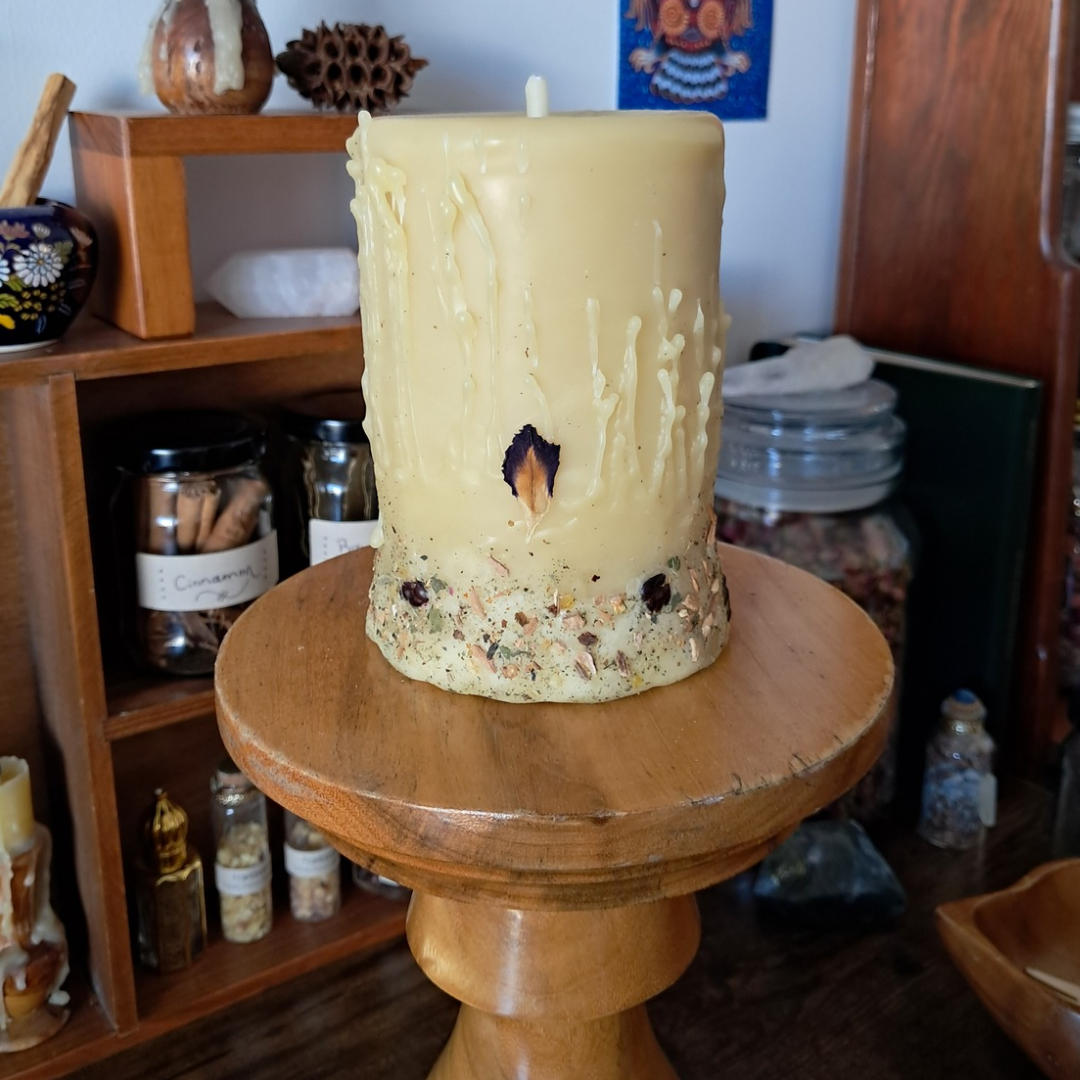 'Sun/Moon' Medium Beeswax Pillar Candle | The Mystic's Forest