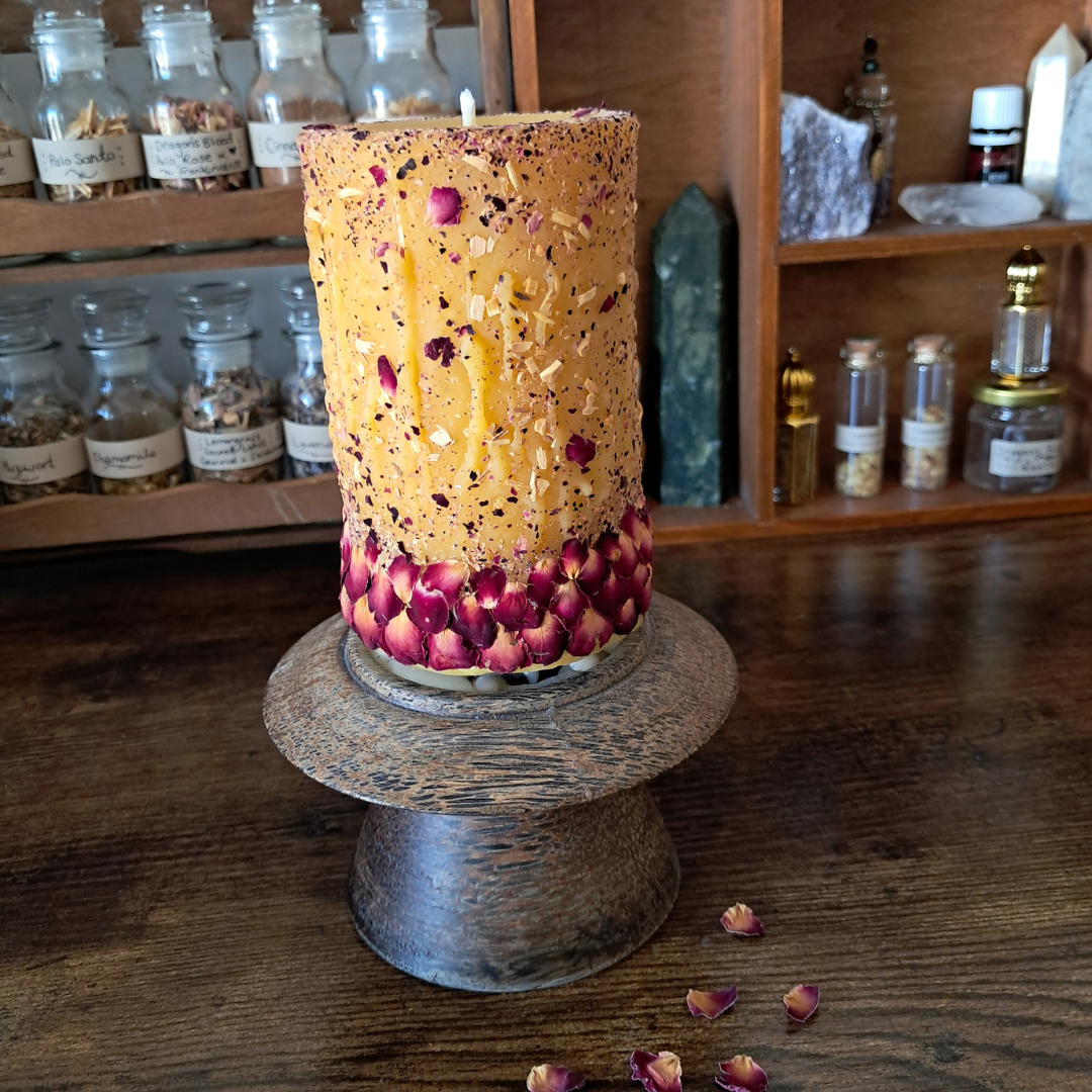 Sun/Moon Beeswax Pillar Candle | Rose, Frankincense & WA Sandalwood