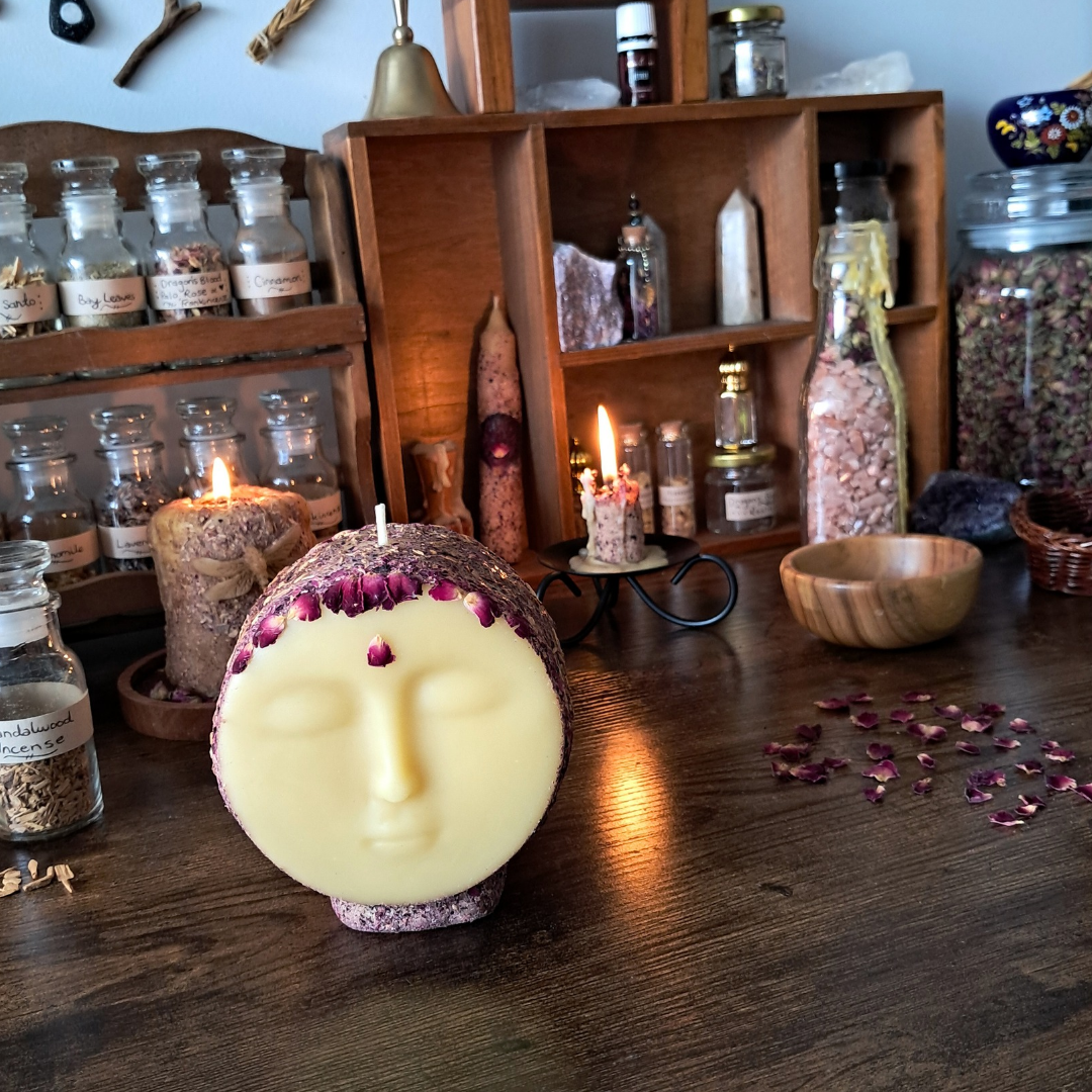 Full Moon Beeswax Candle | Rose, Frankincense & WA Sandalwood