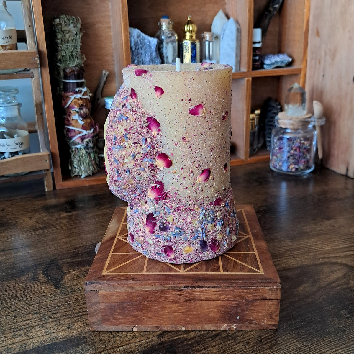 Sun & Moon Beeswax Pillar Candle | Lavender, Rose, Frankincense & Myrrh