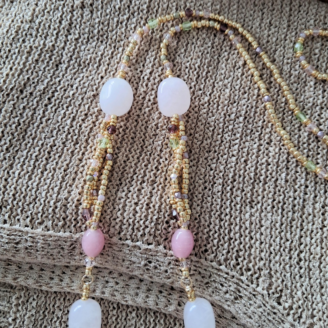 Celestial Rose Quartz Beaded Necklace | One-of-a-kind