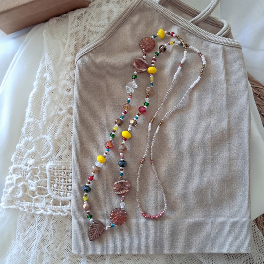 'Flower Child' Retro Long Bead Necklace ♡