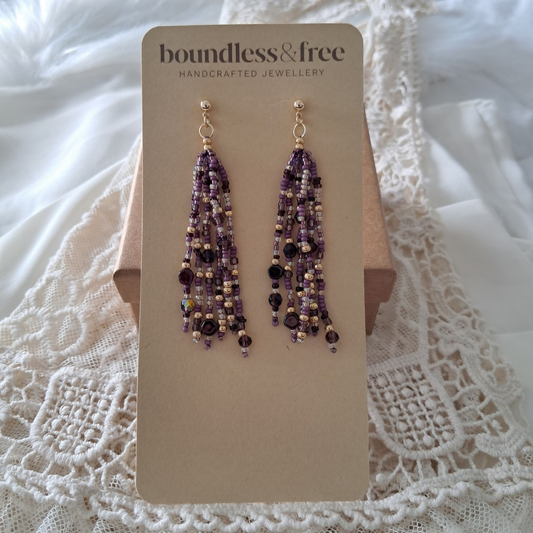 'Velvet Spell' Beaded Earrings | One-of-a-kind